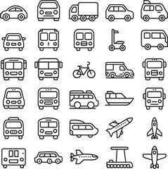 transportation icons set