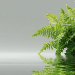 Lush fern reflects on still water