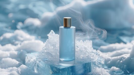 Ice blue perfume bottle