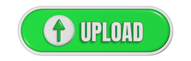 A vibrant green upload button with an upward arrow