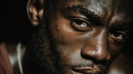 Obraz premium Strong Athletic Men Portraits with Sweat and Intense Emotions