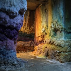 Vividly colored salt formations create a stunning natural display.