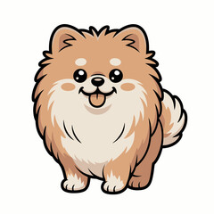 Cute Fluffy Pomeranian Dog Cartoon – Kawaii Style Puppy Illustration