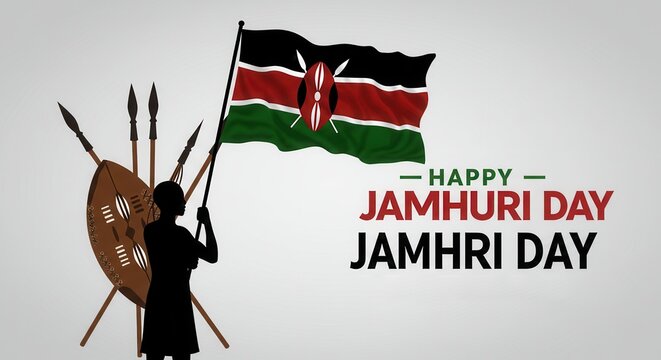 Kenya Jamhuri Day December 12 Vector Illustration with Flag and Greeting Text 