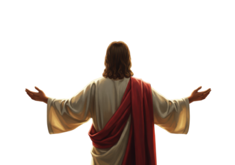 Isolated figure with open arms, a symbol of divine love and spiritual connection in art