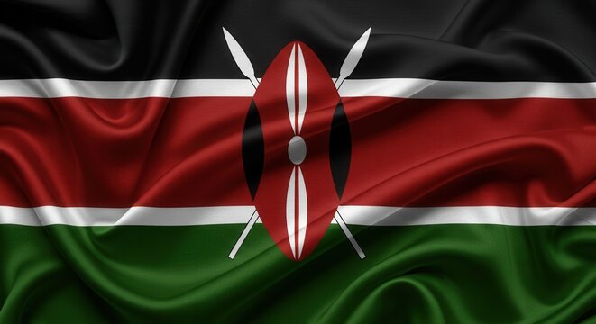 Kenya National Flag Fabric Close-Up &ndash; Jamhuri Day Independence Celebration