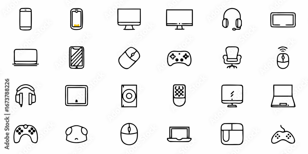 Poster modern tech essentials icons perfect for digital design and user interface vector illustration