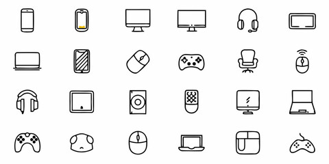 Modern tech essentials icons perfect for digital design and user interface vector illustration