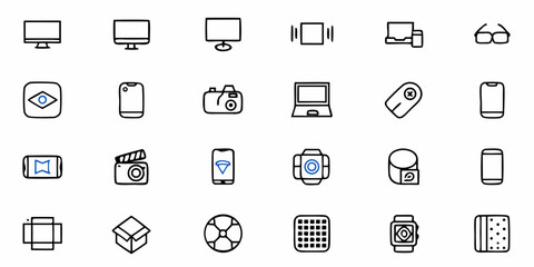 Modern tech gadget icons for app development and user interface design needs, ideal for web and print projects