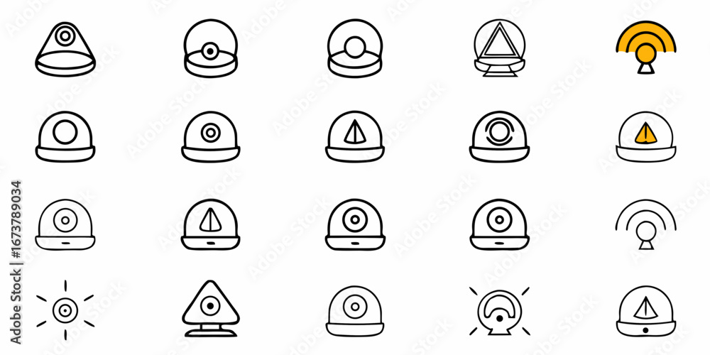 Poster modern security system icons for web and app design offering a diverse range of surveillance options