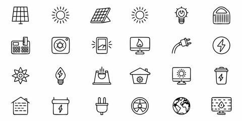 Clean energy icons showcase sustainable solutions for a brighter future, ideal for eco conscious businesses