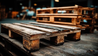 Worn wooden pallet on another pallet