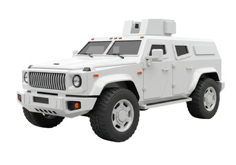 Isolated armored SUV vehicle in isometric view, heavy protection transportation rendering