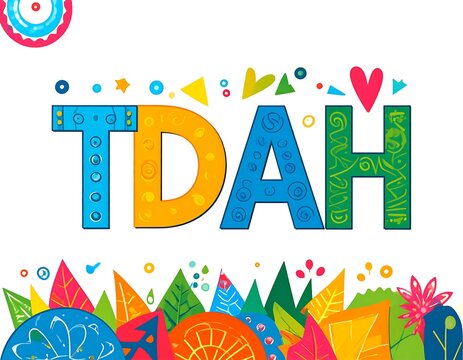 Colorful stylized text with decorative elements