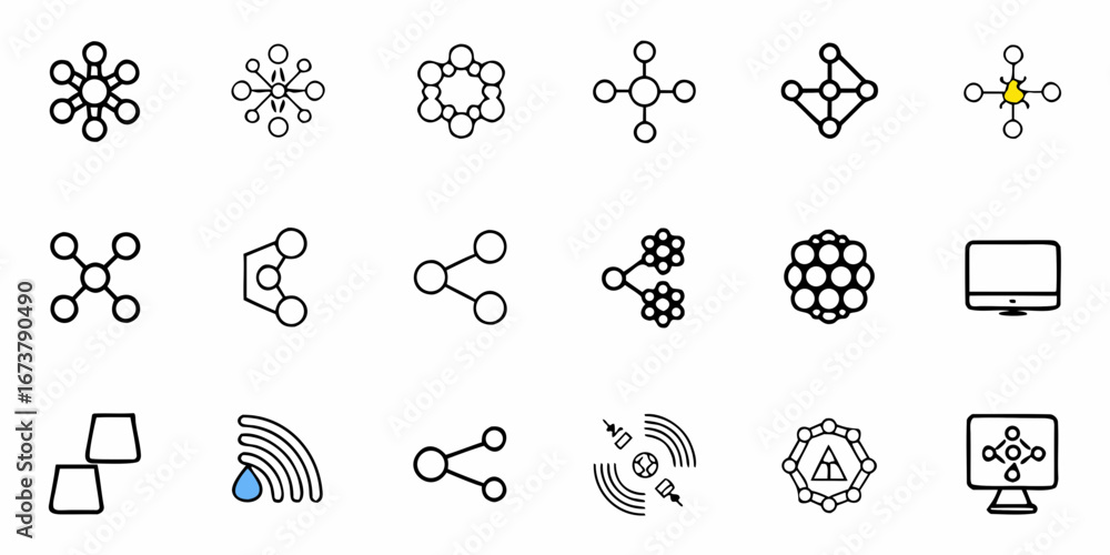 Poster dynamic network connection icons representing science, technology, and data flow for modern business