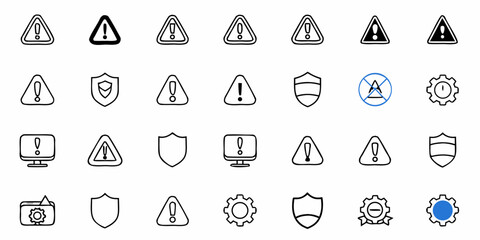 Essential warning and security icons for modern digital communication and safety alerts