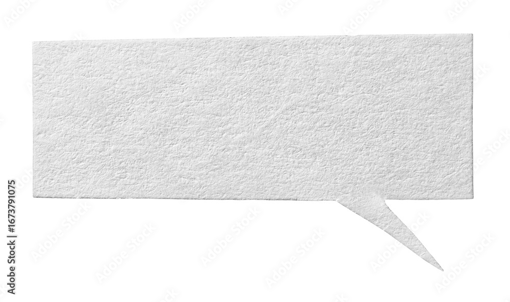 Poster blank cut out textured white paper speech bubble with copy space for text on transparent png backgro