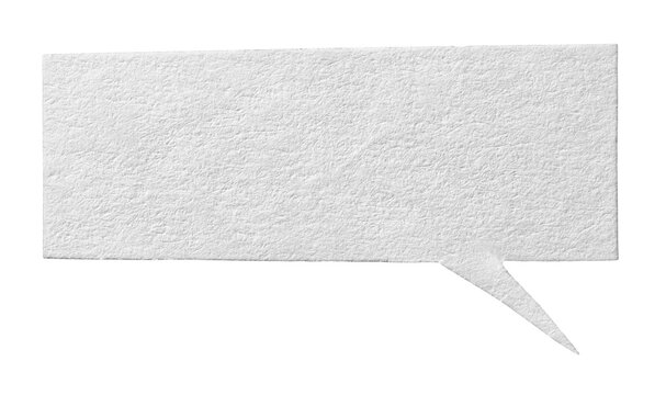 Blank cut out textured white paper speech bubble with copy space for text on transparent png background design element