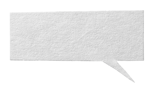 Blank cut out textured white paper speech bubble with copy space for text on transparent png background design element - Powered by Adobe