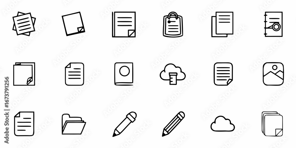 Poster essential document and data icons for modern business and creative projects