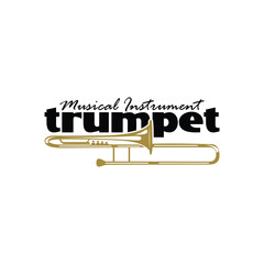 Trumpet Logo Design Concept, Music Jazz Logo Icon Vector Illustration