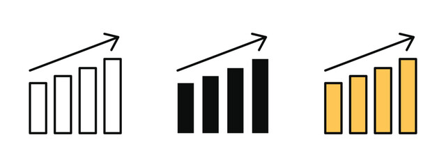 Growth icon set with outline, solid, and colored styles with white background for business, finance, and analytics apps