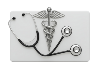 Isolated healthcare symbols stethoscope caduceus on medical sign for clinic hospital practice