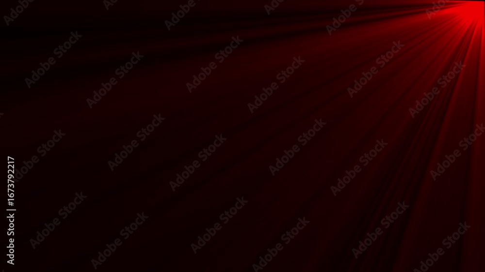 Poster abstract red light rays shining from the corner on a dark background