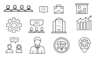 Business Strategy and Management Icons Leadership, Growth, Planning, and Teamwork Symbols