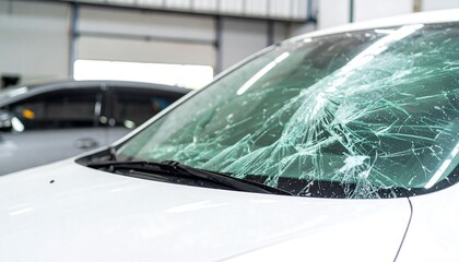 Fototapeta premium Damaged car windshield