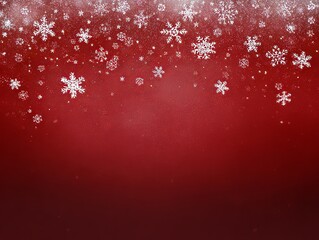 Elegant red winter background with delicate falling snowflakes, perfect for festive holiday designs and seasonal greeting cards, creating a serene and celebratory atmosphere for various projects