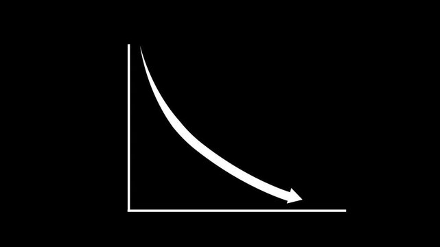 Downward-curving arrow representing decline animation