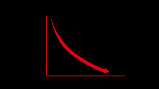 Downward-curving arrow representing decline animation