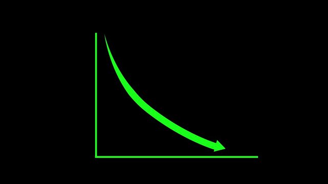 Downward-curving arrow representing decline animation