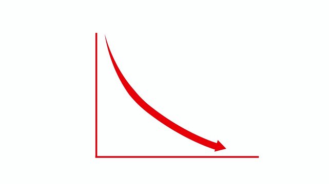 Downward-curving arrow representing decline animation
