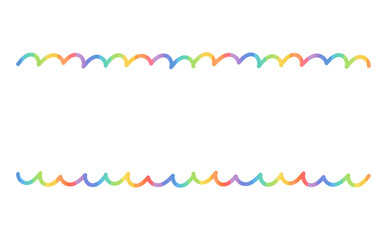 レインボー波線のカラフルフレーム素材