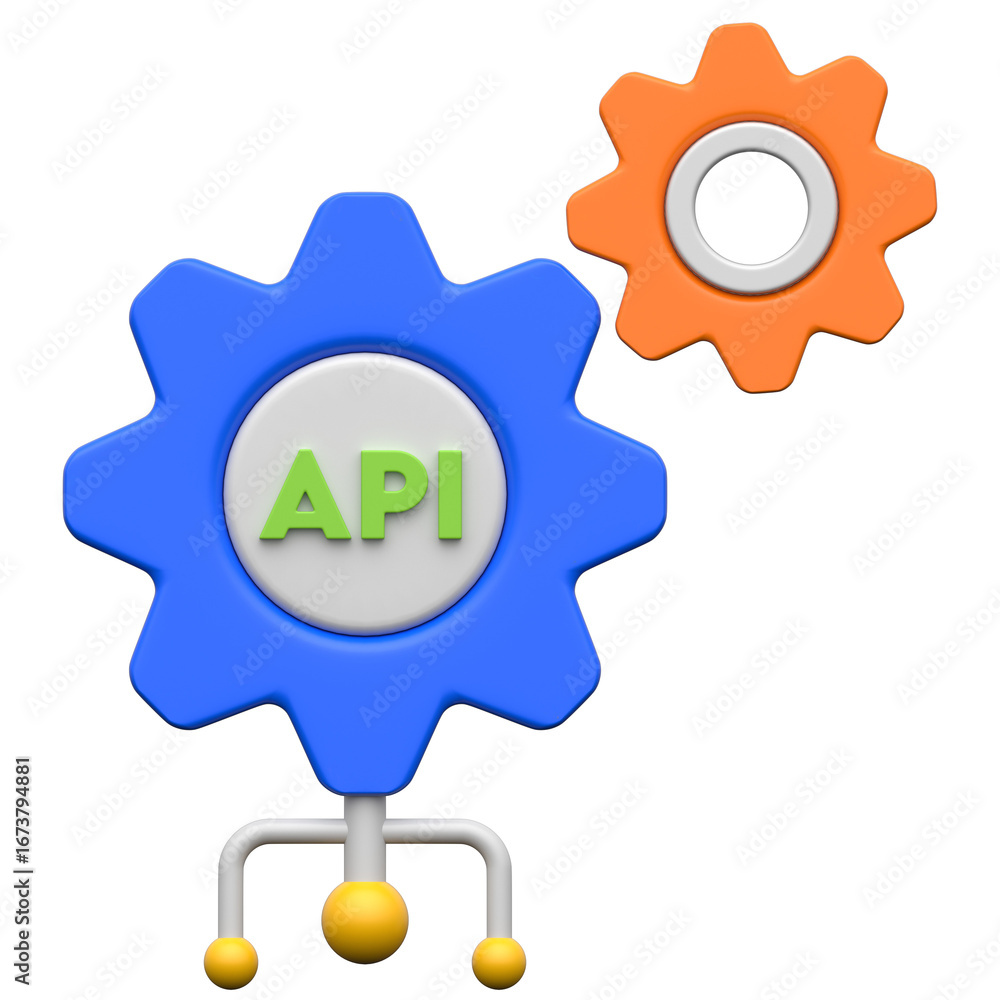 Poster api setting 3d icon on transparent background