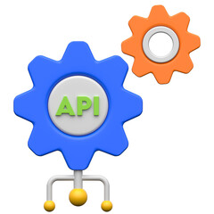 Api Setting  3D icon on transparent background