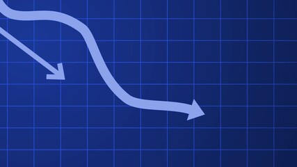 Business graph with downward trend arrows on a grid background animation - Powered by Adobe