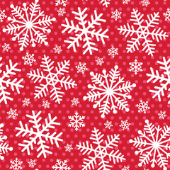 Seamless Pattern of Christmas Snowflakes with Dots Backfround- Christmas Snowflakes Vector Illustration