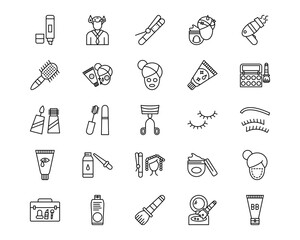 Cosmetics Line Vector Icons