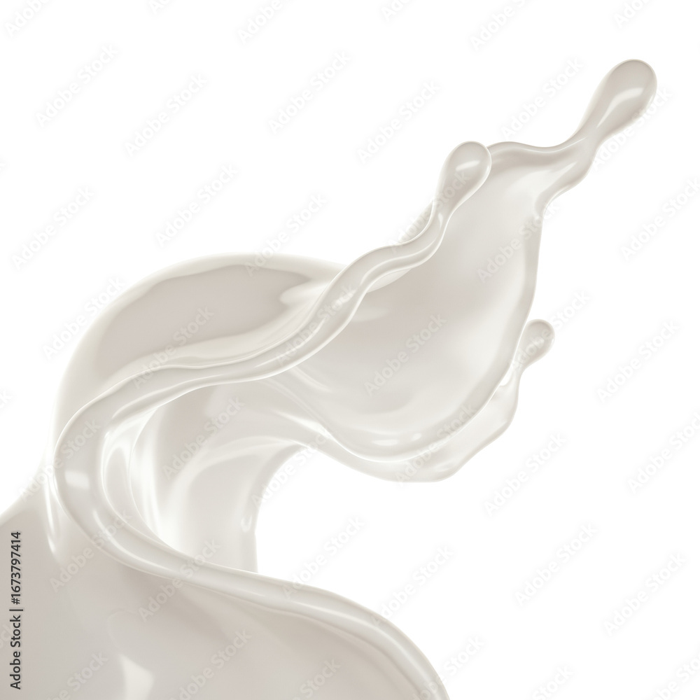 Poster close-up macro of pristine, glossy white liquid sculpted into a dynamic wave and organic swirl with 