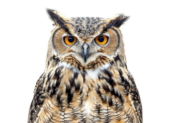 Fototapeta premium Owl perched at night isolated on transparent background in high definition