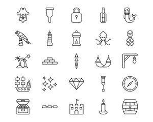 Pirate Line Vector Icons