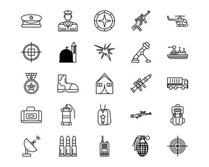 Military Line Vector Icons