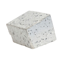 Grey and White Textured Cube on Transparent Background