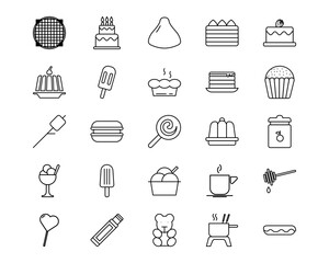 Sweets and Candies Line Vector Icons