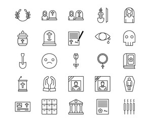 Funeral Line Vector Icons