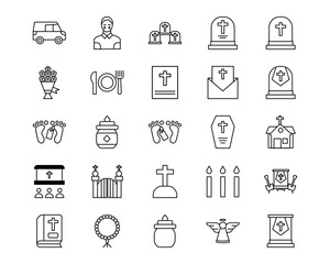 Funeral Line Vector Icons
