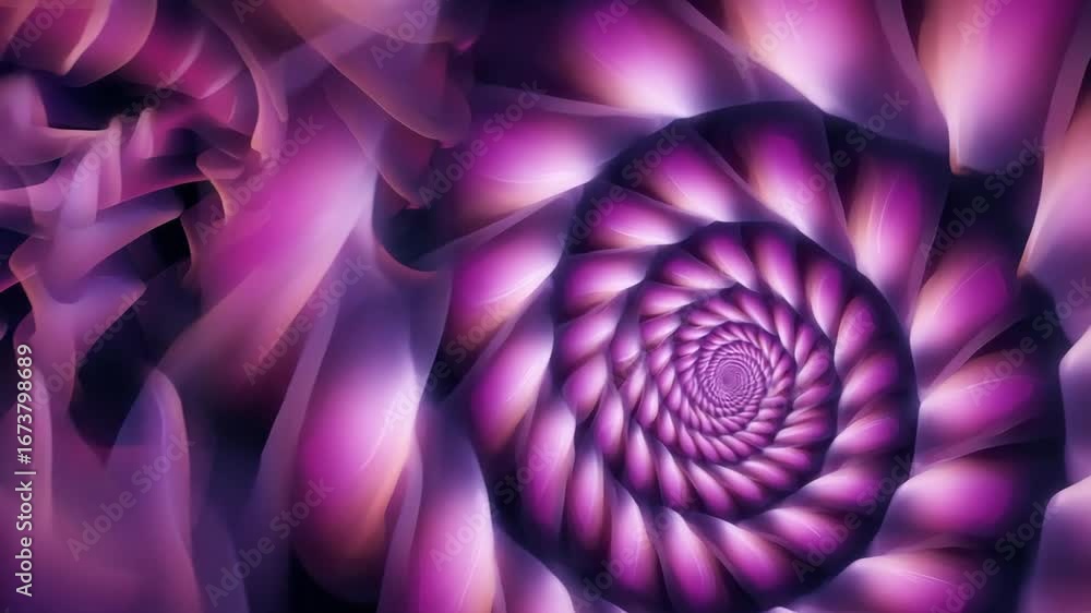 Poster abstract purple spiral tunnel with dynamic flowing elements for digital art